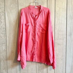 Eileen Fisher 100% Irish Linen Button Down Top